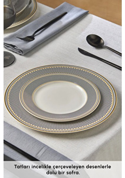 Elegance Bone Globe 24 Parça 6 Kişilik Desenli Porselen Yemek Takımı Krem Renk