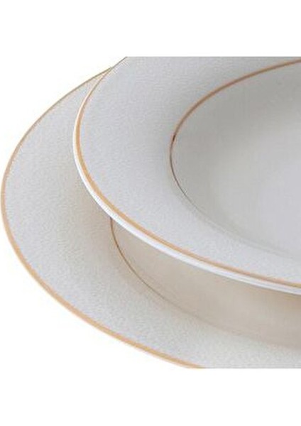 Nora 12 Kişilik 60 Parça Desenli Porselen Yemek Takımı Şık Beyaz Renk