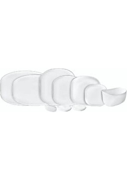 Stream Bone 59 Parça 12 Kişilik Yemek Takımı Porselen Beyaz Modern Tasarım