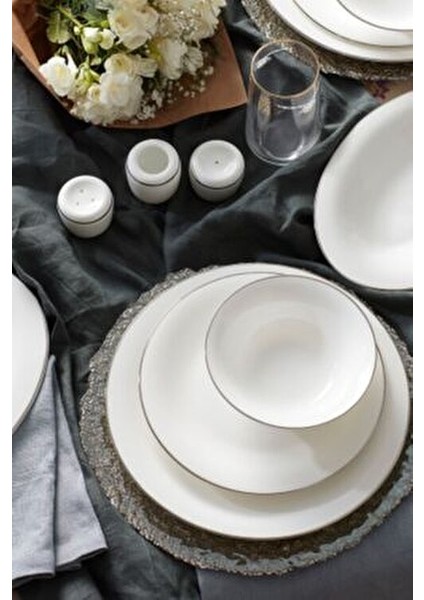 Fine Pearl 58 Parça 12 Kişilik Yemek Takımı Porselen Beyaz Desenli Şık Tasarım fırsatları