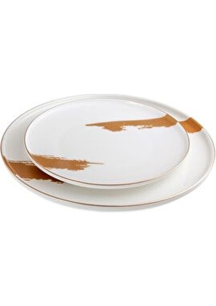 Glow 24 Parça 6 Kişilik Yemek Takımı Porselen Beyaz Desenli Şık Tasarım