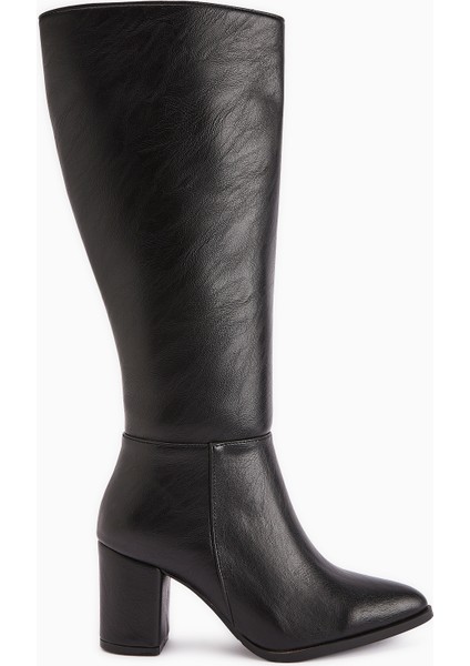 Deniza Siyah Topuklu Kadın Çizme