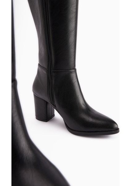 Deniza Siyah Topuklu Kadın Çizme modelleri