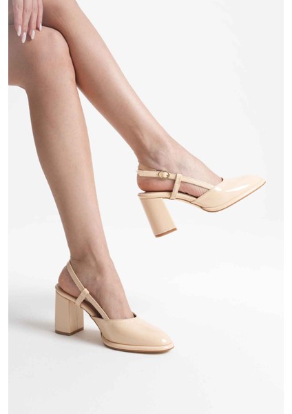 Denma Açık Sarı Rugan Kadın Topuklu Ayakkabı fırsatları