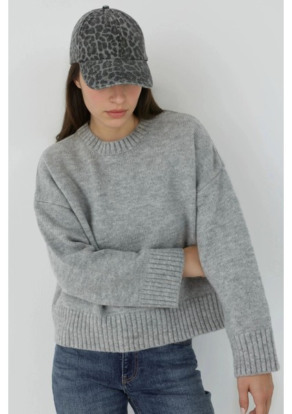 Kadın Kalın Ekstra Yumuşak Yuvarlak Yaka Kazak Grey fırsatları