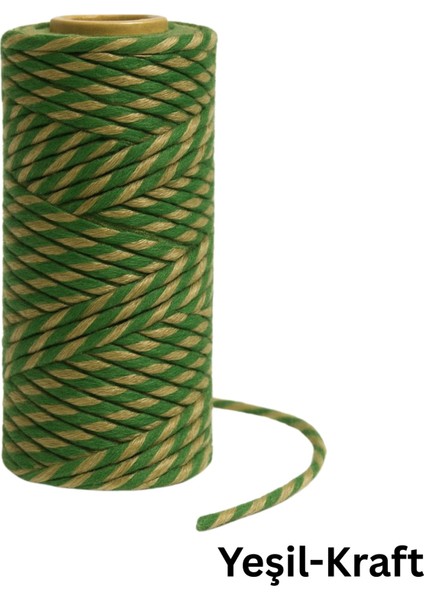 Hediye Paketleme, Ambalaj Ipi, Marteniçka, Dıy Ipi, 200 Metre (Twine Baker), Yeşil-Kraft