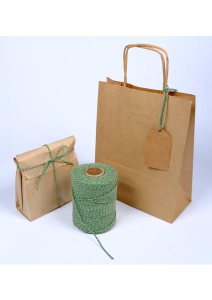 Hediye Paketleme, Ambalaj Ipi, Marteniçka, Dıy Ipi, 200 Metre (Twine Baker), Yeşil-Kraft modelleri