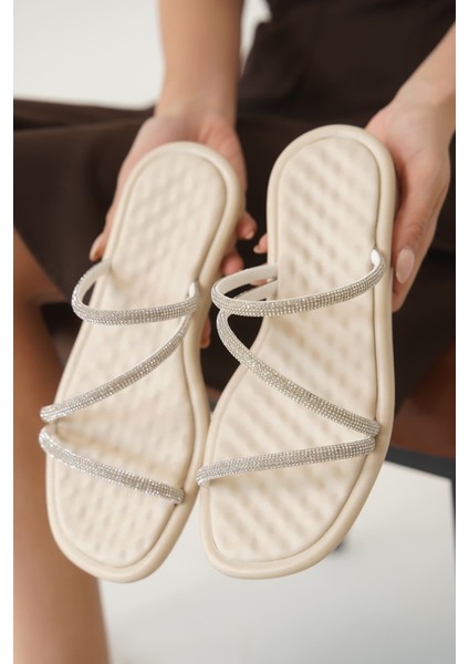 Alba Bej Kadın Taşlı Terlik fiyatları