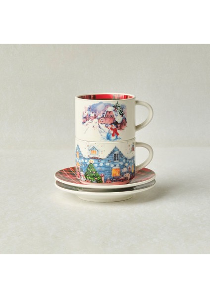 New Year Yılbaşı Ekoseli 2 Kişilik 230 ml Çay Fincanı fiyatları