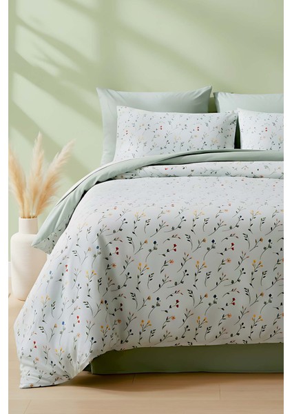 Clara Yeşil Çift Kişilik Nevresim Takımı Pamuklu