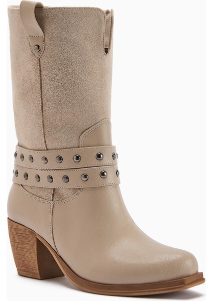 Catrin Bej Zımba Detaylı Topuklu Kadın Çizme fiyatları