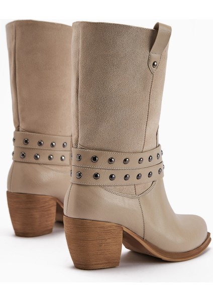 Catrin Bej Zımba Detaylı Topuklu Kadın Çizme indirimleri