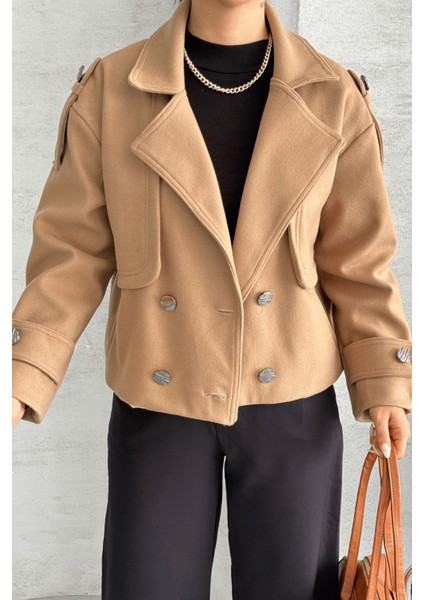 Kaşe Kumaş Bomber Mont - Açık Kahve modelleri