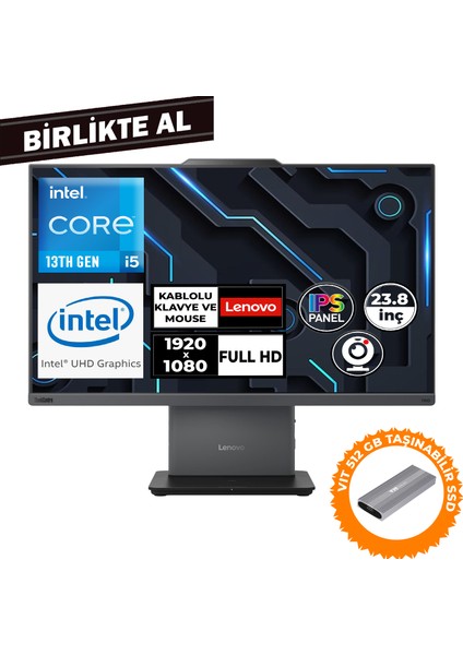 Thinkcentre Neo 50A G5 I5-13420H 16GB 512GB SSD 23.8"fdos Aıo + Vıt 512 GB SSD 12SC000MTR 041