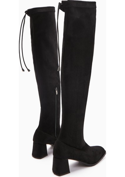 Chaza Siyah Süet Diz Üstü Streç Kadın Çizme modelleri