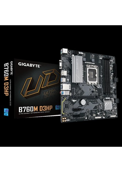 Gıgabyte B760M D3HP Ddr5, 4xddr5, 2xm.2, Dp, Hdmı, Vga, 12-13.14.nesil, LGA1700 Soket, Anakart