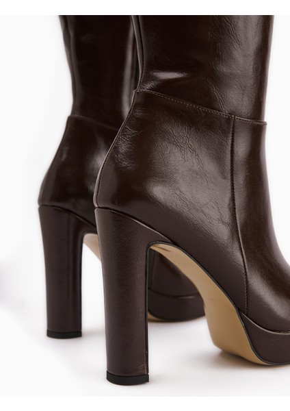 Ariya Kahve Platform Topuklu Fermuarlı Kadın Çizme indirimleri