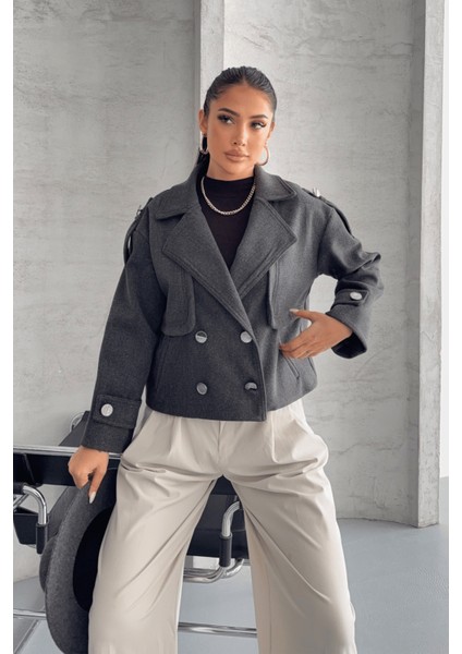 Kaşe Kumaş Bomber Mont - Antrasit fiyatları