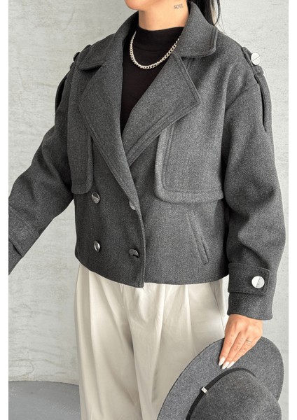 Kaşe Kumaş Bomber Mont - Antrasit modelleri