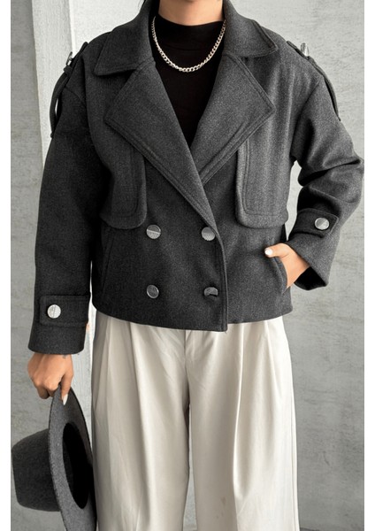 Kaşe Kumaş Bomber Mont - Antrasit fırsatları