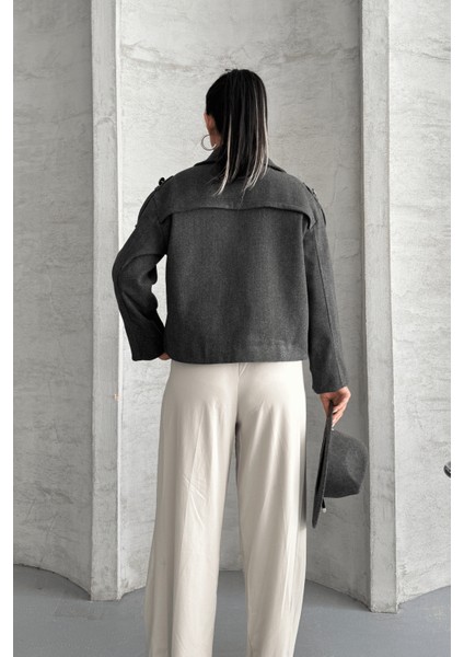 Kaşe Kumaş Bomber Mont - Antrasit indirimleri