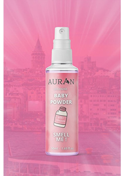 Bebek Kolonyası 50 ml Şık Cam Şişede Antibakteriyel Bebek Pudrası Kokusu