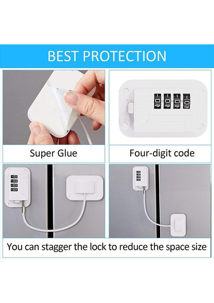 4 Parça Buzdolabı Kilit Dondurucu Kilit Buzdolabı Kapı Kilit Kombinasyonu Dolap Çekmecesi Için Çocuk Güvenliği Kilitleri (Beyaz) (Yurt Dışından) fırsatları