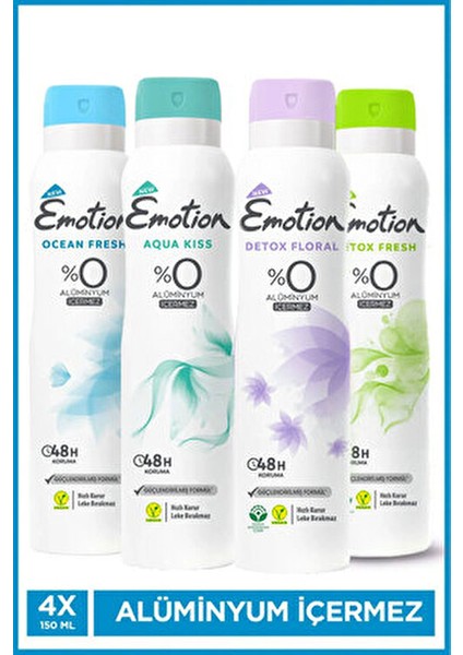 Ocean Fresh Kadın Deodorant Ferah Okyanus Kokusu 4×150 ml Pudrasız Koruma fırsatları