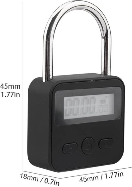 Metal Zamanlayıcı Kilidi LCD Ekran Çok Fonksiyonlu Zamanlayıcı Kilidi 99 Saat Maksimum Zamanlama USB Şarj Edilebilir (Siyah) (Yurt Dışından) fiyatları