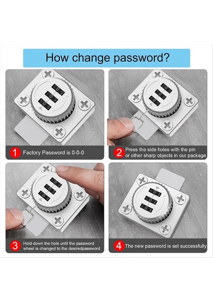 Dolap Kapısı Mandal Anahtarsız Kombinasyon Kilit Dolabı Mekanik 3 Haneli Passcode Dolap Kilit Mutfak Dolabı Gümüş (Yurt Dışından) indirimleri