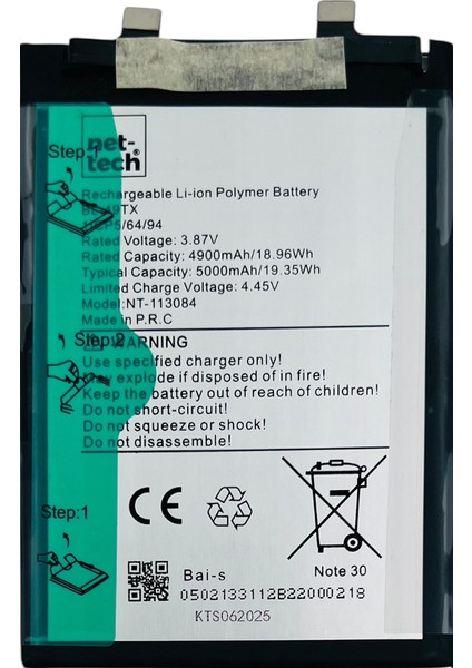 Teknonet Infinix Note 30 Uyumlu Nettech BL-49TX 5000 Mah Batarya