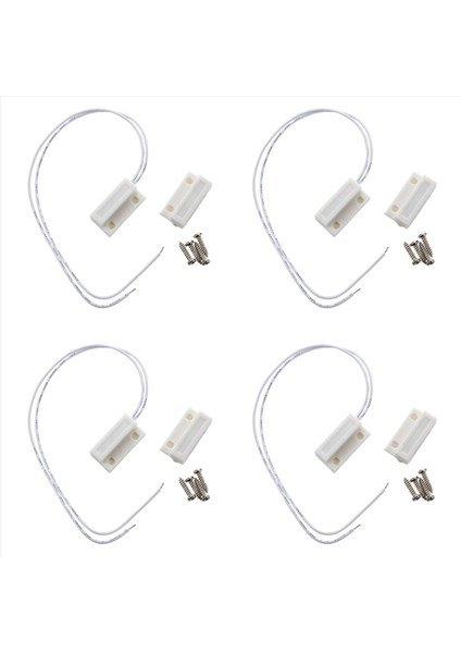 4x Beyaz Kapı Penceresi Kontakları Manyetik Kamaç Anahtarı Sensörü (Yurt Dışından)