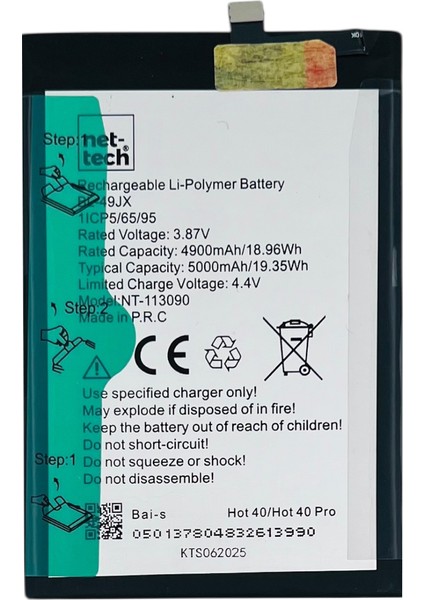 Teknonet Infinix Hot 40 Uyumlu Nettech BL-49JX 5000 Mah Batarya