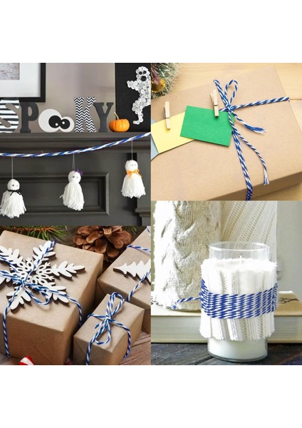 Hediye Paketleme, Ambalaj Ipi, Marteniçka, Dıy Ipi, 200 Metre (Twine Baker), Mavi-Beyaz modelleri