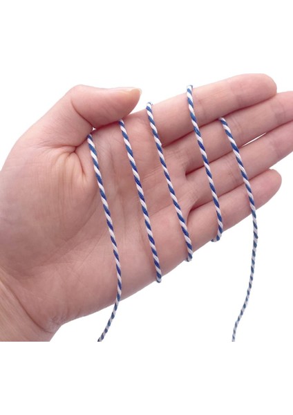 Hediye Paketleme, Ambalaj Ipi, Marteniçka, Dıy Ipi, 200 Metre (Twine Baker), Mavi-Beyaz indirimleri