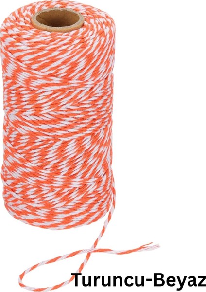 Hediye Paketleme, Ambalaj Ipi, Marteniçka, Dıy Ipi, 200 Metre (Twine Baker), Turuncu-Beyaz