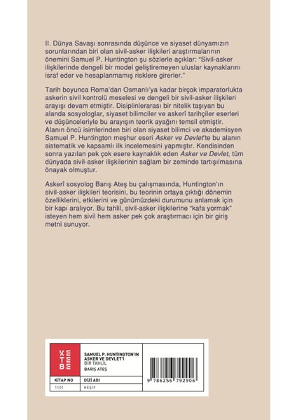 Samuel P. Huntington’ın Asker ve Devlet’i - Barış Ateş fiyatları