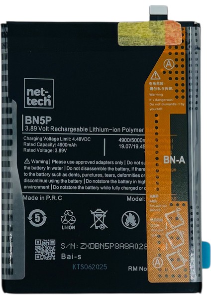 Teknonet Xiaomi Redmi Note 13 4g Uyumlu Nettech BN5P 5000 Mah Batarya