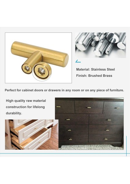 50MM Uzunluğunda Tek Delikli Dolap Düğmeleri ve Çeker Kapı Dolapları Çekmeceleri Yatak Odası Mobilya Kolları Fırçalanmış 40 Paket Altın (Yurt Dışından) fırsatları