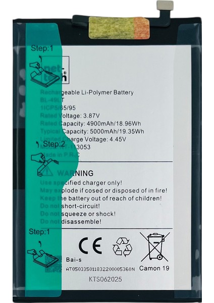 Teknonet Tecno Camon 19 Uyumlu Nettech BL-49LT 5000 Mah Batarya