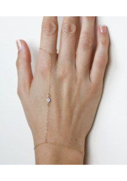 Altın Renk Taşlı Zincir Zarif Şık Kadın Şahmeran