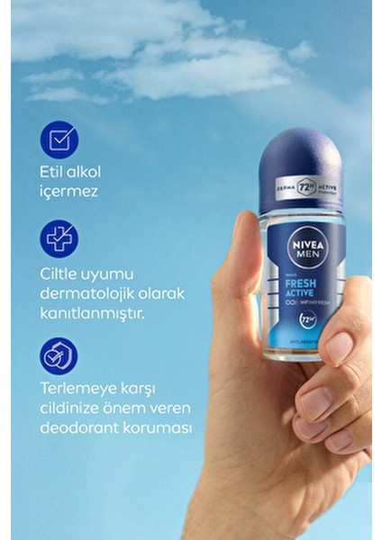 Men Fresh Active Roll-On Deodorant 50 ml Uzun Süreli Ferahlık Sağlar fırsatları