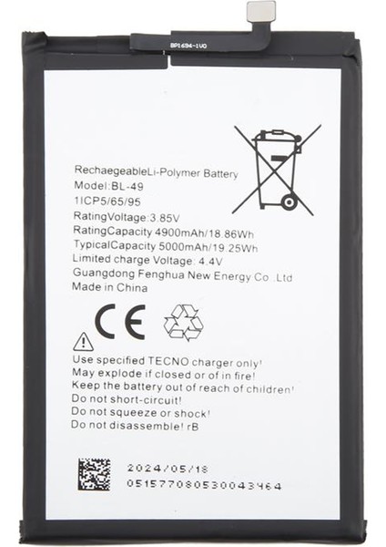 Teknonet Tecno Spark Go Uyumlu Nettech BL-49FT 5000 Mah Batarya