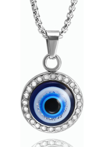 Türk Şeytan Gözü Kolye Titanyum Takı (Yurt Dışından)