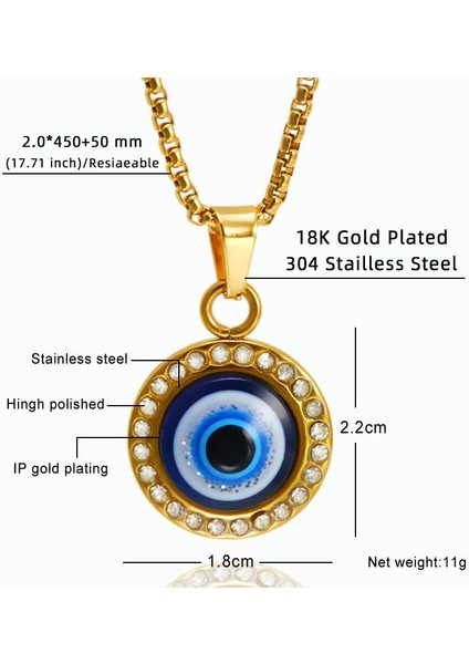 Türk Şeytan Gözü Kolye Titanyum Takı (Yurt Dışından)