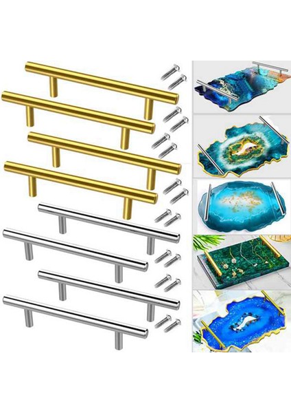 8pcs Gümüş Reçine Tepsisi Kalıpları Kulplar Epoksi Tepsisi Kulplar Silikon Servis Tepsi Kulpları Için Donanım Paslanmaz Çelik (Yurt Dışından) indirimleri