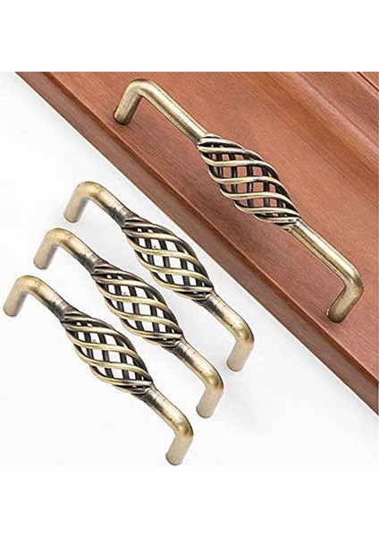 Metal Mobilya Vintage Çekmece Kulpları (Delik Aralığı 128 Mm) Vidalı Kuş Kayıt Tasarımı Bronz Renk 4 Tip (Yurt Dışından) fiyatları