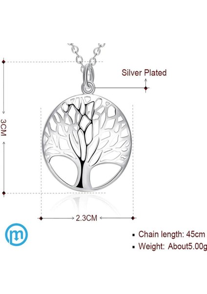925 Ayar Gümüş Hayat Ağacı Figürlü Kolye Hediyelik