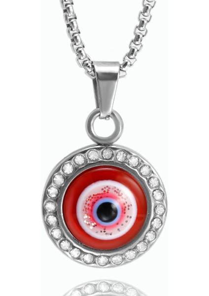Türk Şeytan Gözü Kolye Titanyum Takı (Yurt Dışından)