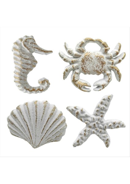 4pcs Retro Deniz Tarzı Dökme Demir Çekmecesi Kolu-Mutfak Kabin Dolap Dolap Donanımı Beyaz (Yurt Dışından)